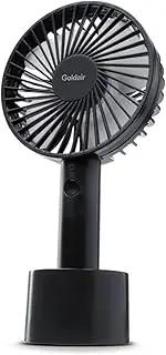 Goldair 10cm Rechargeable Handheld Fan, 6-Hour Run Time, Black