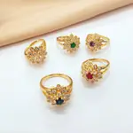 KING _ FASHION96 XUPING RING FOR WOMEN 鍍金花朵圖案