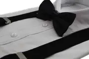 Mens Black 100Cm Wide Suspenders & Matching Bow Tie Set