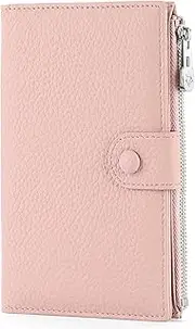 [SENDEFN] Medium Purses for Women, Bifold Leather Ladies Purse, RFID Blocking Women's Wallets with Multiple Card Slots and Travel Passport Compartment, Pink, Modern