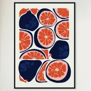 Galrie Vibrant Pear Grapefruit Abstract Wall Art for Kitchen Decor, Black Frame, A3 30 x 42cm (12 x 16inch)