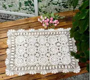 Damanni Rectangular Cotton Handmade Crochet Lace Table Runner 19x27 Inch White