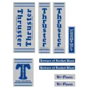 Thruster - BI POWER BLUE T on chrome decal set- old school bmx