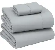 Bed Sheets Set, Brushed Microfiber Sheets 3 Pieces (1 Fitted Twin Light Grey