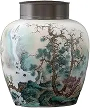 Decorative Large Capacity Ceramic Tea Canister Tea Table Candy Coffee Storage Jar Bulk Tea Canisters Container(Medium)