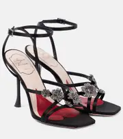 [Roger Vivier] Roger Vivier I Love Vivier Flower 100 satin sandals AU 6 black