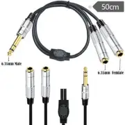 Stereo Splitter Y Cable 6.35mm Male Plug to Dual Female Jack Cord Adapter 1.6FT