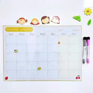 【WTB磁鐵白板】香檳色水果款 月曆/週曆/一日計劃/橫式/直式 冰箱磁鐵白板