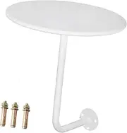 Perfk Metal Bar Table Round Table Modern Wall Mounted Versatile Coffee Desk Small Side Desk for Living Room Balcony Bedside, White