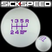 WHITE/PURPLE FING FAST SHIFT KNOB FOR 6 SPEED SHORT THROW SHIFTER 16X1.5 K22