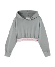 Palm Angels Kids Logo-Underband Drop Shoulder Hoodie 12Y,12 Gray