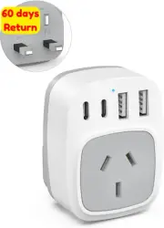UK Travel Adapter AU to UK Plug 2 USB C Ports Fast Charging for England Ireland