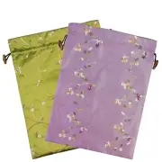 kilofly Embroidered Silk Jacquard Travel Bag, Lingerie & Shoes, Value Set of 2