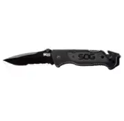 SOG ESCAPE FOLDING TACTICAL KNIFE - BLACK RESCUE TACTICAL KNIFE #FF25-CP