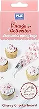 PME VD24IB064 12 Disposable Icing Bags for Valentine's Day Cherry Checkerboard Pattern, Plastic, Multi-Colour