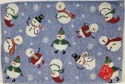 Set of 2 Tapestry Placemats,13"x19",CHRISTMAS, SNOWMEN ON BLUE # 1,Holiday Style