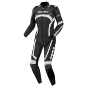 Misano Ladies Black White 2PC Leather Motorcycle Suit