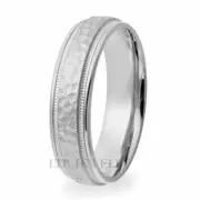 PLATINUM MENS WEDDING BANDS,MILGRAIN HAMMERED FINISH MENS WEDDING RINGS 6MM