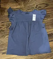 NEW Abercrombie & Fitch Juniors Flutter Sleeve Blue XS Shirt