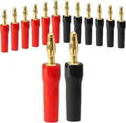 Jiozermi 12 Pcs 4mm Speaker Banana Plugs, Gold Plated Banana Plugs Banana Jack Connector Speaker Connector Banana Plugs