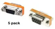 5-PACK Null Modem DB9 Female / Female mini gender changer