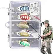 Fishing Lures Bass - Trout Spinner Baits - Fishing Spinnerbait Metal Spinner Lure Kit with Tackle Boxes for Bass Trout Salmon Walleye