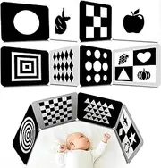 2 PCS Baby Visual Stimulus Cards, Double-Sided High Contrast Black and White Flashcards Sensory Developmental Montessori Cards Set for Newborn Boy Girl Baby 0-3 Months Tummy Time (39” X 8”)