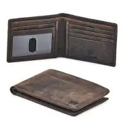 Real Leather Mens Bifold Wallet RFID Blocking Slim Minimalist Front Pocket -