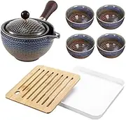 GREENADSCAPE 1 Set Portable Ceramic Tea Set with Teapot Cups Travel Friendly Design for Home Office and Outdoor Use High Durability Elegant Style for Present Giving Automatic Tea Brewer