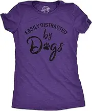 [Crazy Dog T-shirts] Womens Easily Distracted By Dogs T shirt Funny Graphic Dog Mom Lover