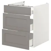 ENHET base cb w 3 drawers, white/grey frame, 60x62x75 cm
