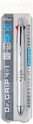 Pilot Dr. Grip 4+1 0.7mm 4-color ballpoint pen + 0.5mm Mechanical Pencil Silver