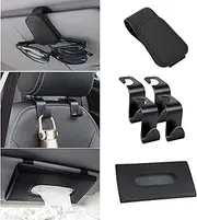 Sunglasses Holders for Car Sun Visor, 6 Pack Car Accessories Sun Glasses Include 1 Car Tissue Holder, 1 Car Sunglasses Holder, 4 Car Seat Headrest Hook, Fits All Car Models
