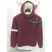 ABERCROMBIE & FITCH SHERPA LINED FULL ZIP HOODIE SWEATSHIRTS BURGUNDY MENS SZ M
