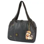 New Chala Bowling Zip Tote Large Bag BLACK Coin Purse BROWN SHIH TZU Coin Purse