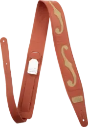 Gretsch F-Holes Leather Guitar Strap, Orange and Tan, 3" Wide