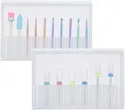 16Pcs Nail Drill Bits Set 3/32'' Ceramic Tungsten Steel Nail Drill Bits for Acrylic Nails Electric Nail File Bit Cuticle Remover Pedicure Tool with Plastic Storage Case Home Salon Use Multicolor