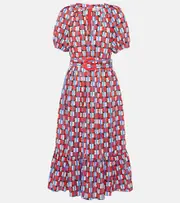 [Diane von Furstenberg] Diane von Furstenberg Lindy printed cotton-blend midi dress AU 16 red