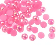 300pcs Flatback Pearls 8mm ABS Plastic Half Round Dome Pearls, Pink
