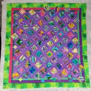 Beautiful Quilted Art Wall Hanging signed by Artist - Helter Skelter