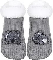 [ZYZX] Animal Fuzzy Slipper Socks for Women with Grips Winter Cozy Knit Cute Fuzzy Socks Non Slip Sherpa lining Fluffy House Grips Socks Gifts
