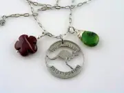 Australian Necklace, Coin, Mookaite and Chrysoprase, Australian Gemstones
