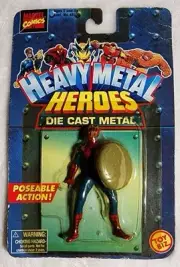 Toybiz Marvel Heavy Metal Heroes Spiderman w/Web Shield Posable Figure