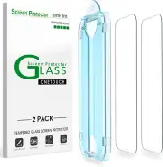 2 Pack OneTouch iPhone 16e 14 13 13 Pro 6.1" Tempered Glass Screen Protector Cas