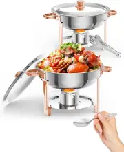 Chafing Dish for Buffet 2 Pack, 5QT round Chafing Dishes Buffet Set W/Lid Holder
