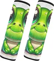 GAIREG Cartoon Green Frog with Big Eyes Car Seat Strap Covers Truck Seat Belt Pad
