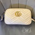 GUCCI GG MARMONT 金標馬蒙包 白色小方包 斜挎包 448065 古馳白色相機包