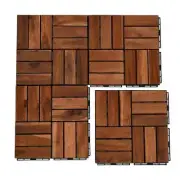 Unbranded Wood Interlocking Flooring Tiles 12"x12" Checker Pattern (Pack of 10)
