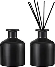 2 Pcs Black Glass Diffuser Bottles Empty for Diffusers, 150 ML/5 oz Glass Diffuser Bottles, Aromatherapy Essential Oil Container Vase Mini Vase Fragrances for Home