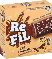 ReFil Iced Chocolate Snack Bars, High Fibre, Protein, Less than 1 Teaspoon Sugar, 4pk, 120g